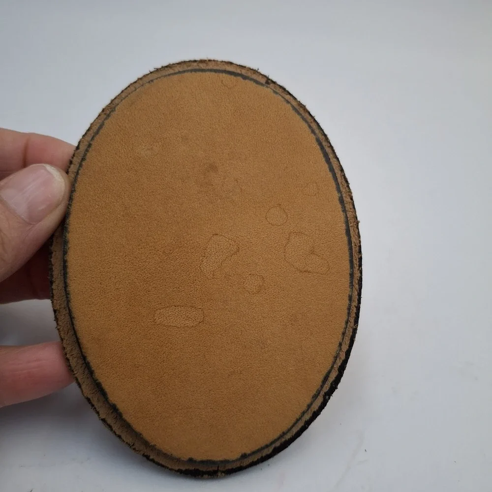 Vintage Leather Trinket Box Embossed Lyre Harp Emblem Red Velvet Lined Biblical